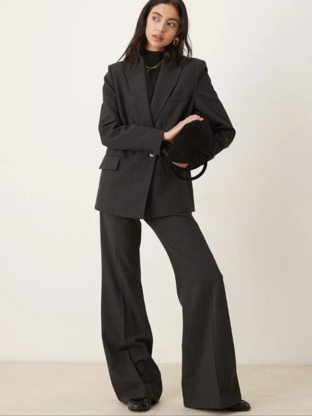 Mango Grey Pinstripe Suit Set Size Med/6 Retail $275-zara-banana